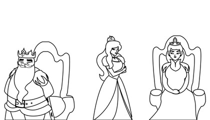 princess with queen and king on throne of tales character