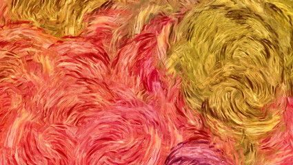 Abstract painting impressionism wall art print example with oil imitation in Vincent Van Gogh style. Artistic contemporary design decor elements. Pop modern abstraction with vibrant bright strokes.