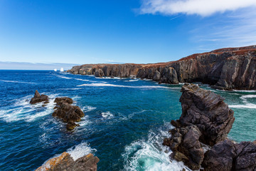 An iceberg along the Newfoundland coastline in summer, very popular with tourist.