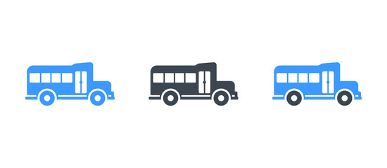 School van icon vector isolated - Flat bus icon vector