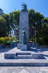 Heraklion, Crete Island / Greece. Monument of the Batlle of Crete (World War 2) at Georgiadi's park in the center of Heraklion city. Sunny day with clear blue sky