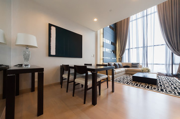 Interior design of duplex apartment.