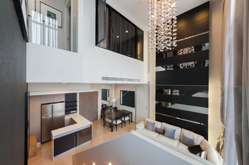 Interior design of duplex apartment.