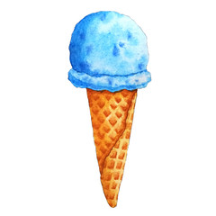 hand drawn watercolor ice cream cone