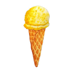 hand drawn watercolor ice cream cone