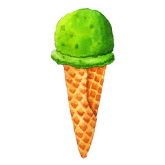 hand drawn watercolor ice cream cone