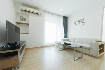 Big and bright interior of modern living room