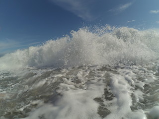 sea waves sky blue surf summer storm