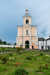 Bell tower of Khutyn Monastery of Saviour's Transfiguration and of St. Varlaam. Russia, Novgorod Veliky