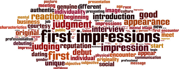 First impressions word cloud