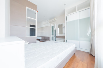 Bedroom interior, evening lighting