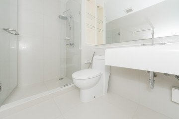 Fototapeta na wymiar Toilet bowl in modern bathroom interior