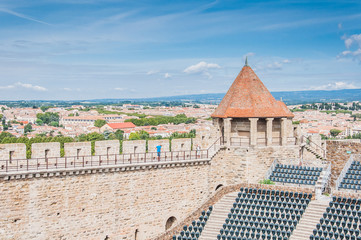 Ramparts of the Medieval City of Carcassonne in France