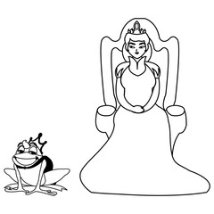 queen on throne with toad prince characters