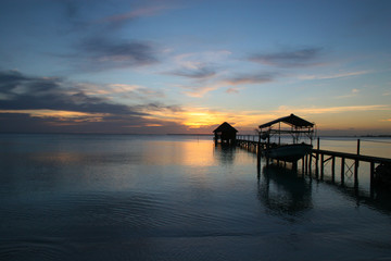 Fototapeta na wymiar Sunset in the french polynesia
