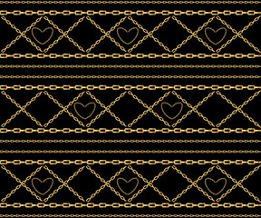 Vector seamless pattern of interwoven golden chains. Realistic illustration isolated