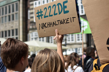 Bremen, Germany. May 24, 2019. People in demonstration "Fridays for Future", marching against climate policy