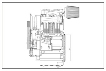 3d illustration of a combustion engine.