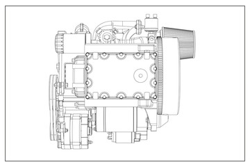 3d illustration of a combustion engine.