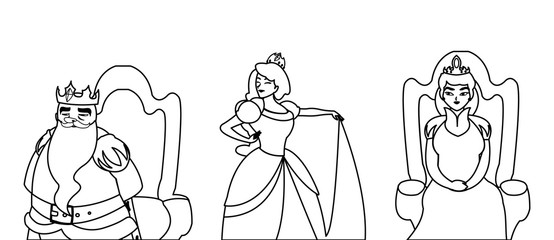 princess with queen and king on throne of tales character