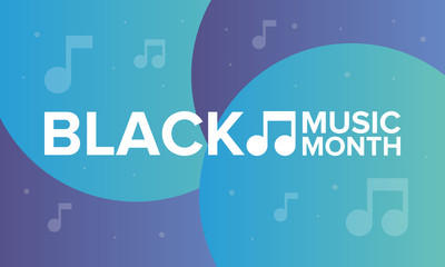 Black Music Month in June. African-American Music Appreciation Month. Celebrated annual in United States. Music concept. Poster, card, banner and background. Vector illustration