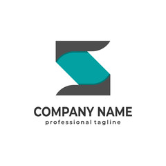 Black Green Letter S Logo Flat monochrome Vector Illustration