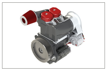 3d illustration of a combustion engine.