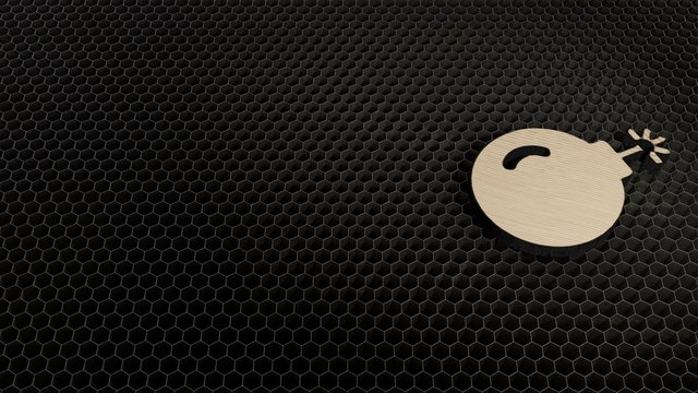wooden 3d symbol of bomb icon render