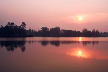 sunset over the lake