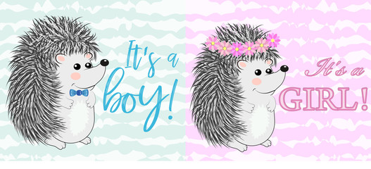 Baby Shower greeting card with babies boy and girl © MichiruKayo