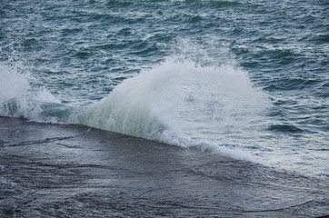 Seascape, sea waves on coast