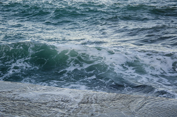 Seascape, sea waves on coast