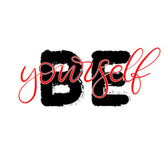 Black and white lettering vector illustration.