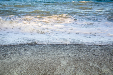 Colorful seascape, view of sea waves on beach