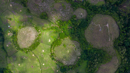 Aerial view Chocolate hills Bohol Island, Chocolate hills geological formation in the Bohol province of the Philippines.