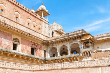 Tourists in Amber, Amer, fort in Amer city near Jaipur, Rajasthan, India.