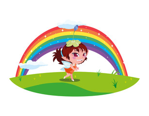 beautiful magic fairy in rainbow character