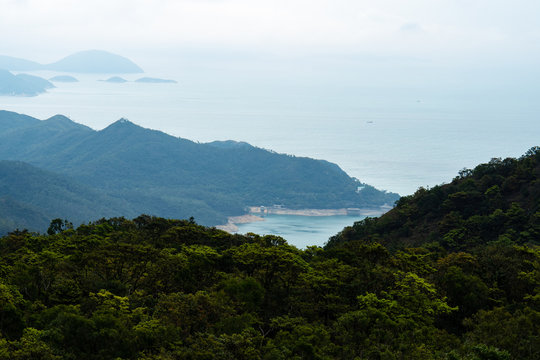 Fresh and green mountain with cloudy sky. Background for freshness and natural