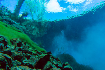 underwater rocks in the lake