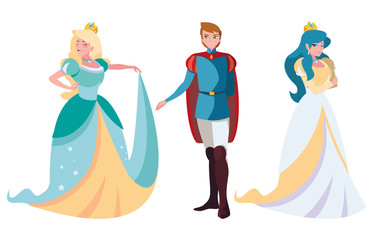 prince charming and two princess of tales characters