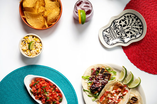 Overhead shot of mexican food
