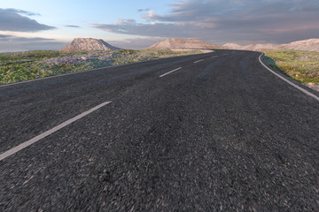 The waving road in the deserted suburbs, 3d rendering