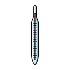 Medical glass mercury thermometer to measure body temperature, icon on a white background. Vector illustration