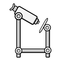 Medical research optical digital small tabletop microscope for research in the laboratory, studying scientific drugs, icon on a white background. Vector illustration