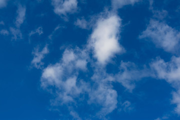 White clouds blue sky. White cumulus clouds against a blue sky. Cloudy sky background.