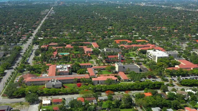 Lateral aerial of Barry University campus FL