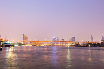Bridge over river in Bangkok city.