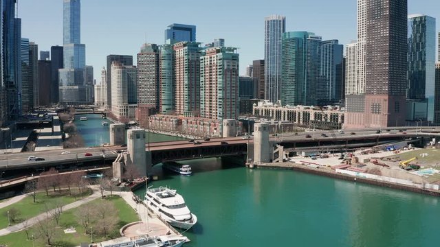 Cruise Sight Seeing Ship Passes Under Lake Shore Drive Chicago