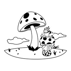 toad prince and fungu elf in garden