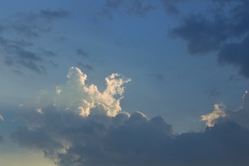 The beauty of the blue sky and gray clouds in the evening